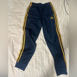 Adidas Kids (Boy’s) Blue Joggers with Gold Stripes